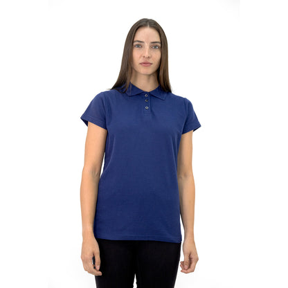 Polera Pique Quebec Manga Corta Azul Mujer
