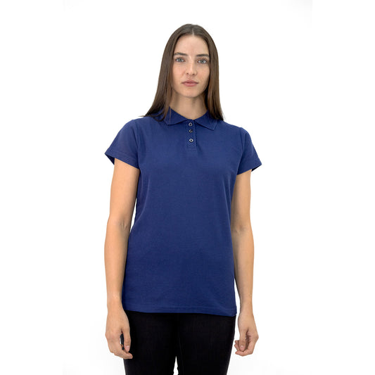 Polera Pique Quebec Manga Corta Azul Mujer