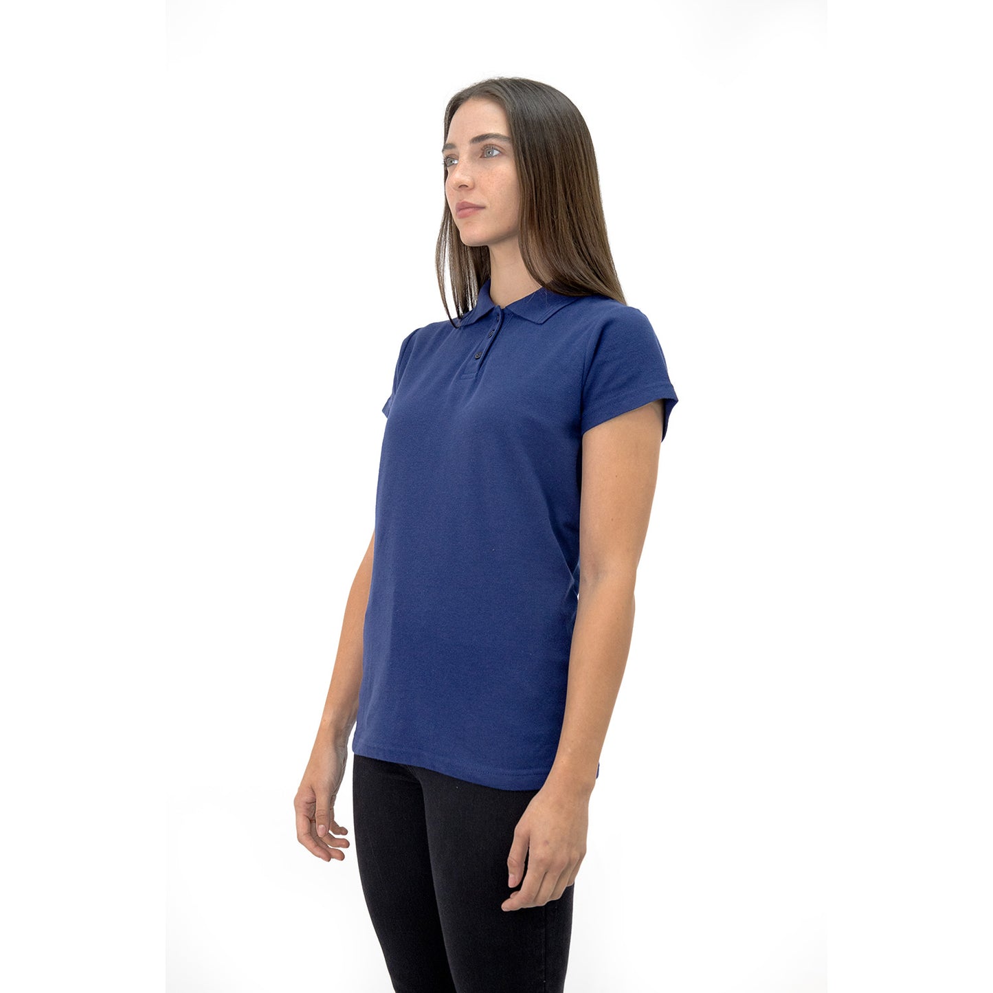 Polera Pique Quebec Manga Corta Azul Mujer