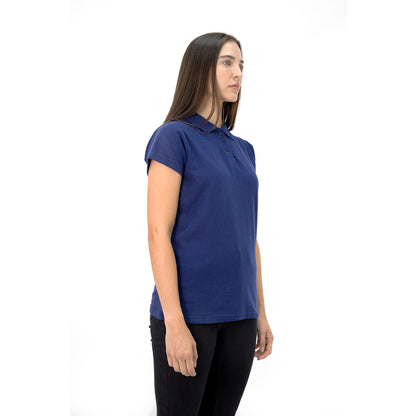 Polera Pique Quebec Manga Corta Azul Mujer