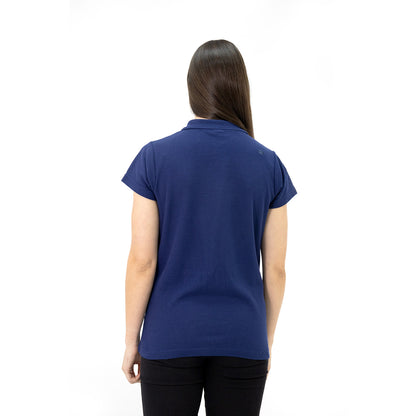 Polera Pique Quebec Manga Corta Azul Mujer